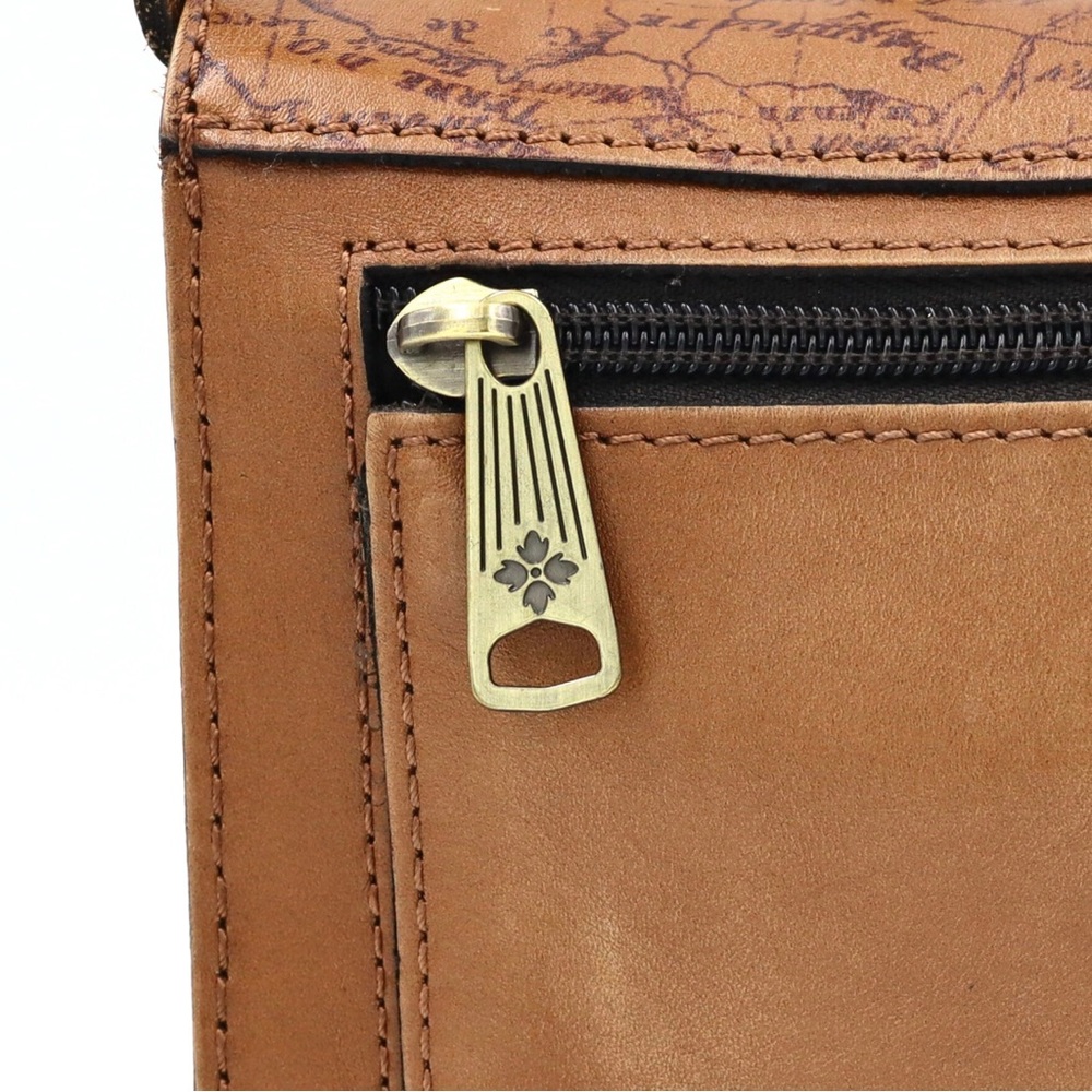 Patricia Nash Torri Crossbody Signature Map Leather Riot Rust Bag - Picture 10 of 16
